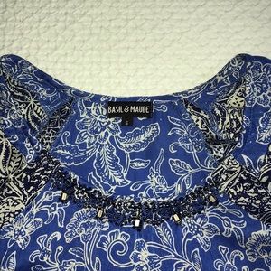 Basil & Maude Flowy 100% Silk Blouse
